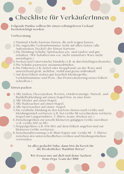 Checkliste für VerkäuferInnen (46. BBB)